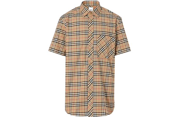 Burberry Plaid Stretch Short Sleeve Shirt Khaki 8017297 圖 2