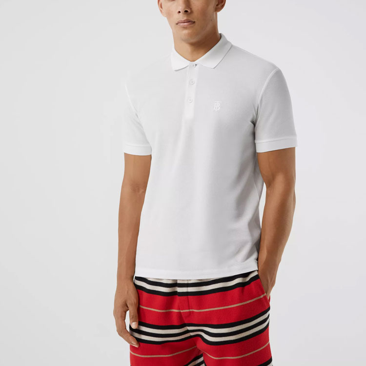 Burberry Plain Short Sleeve Mesh Polo Shirt White 80140051 圖 4