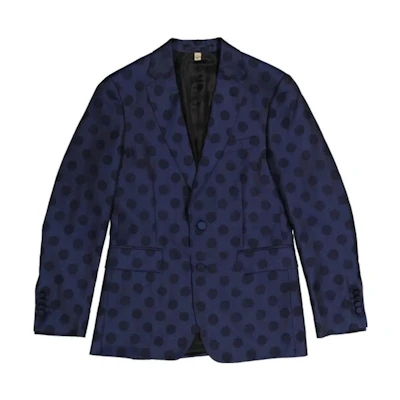 Burberry Polka Dot Print Single-Breasted Jacket Navy Blue 40663261