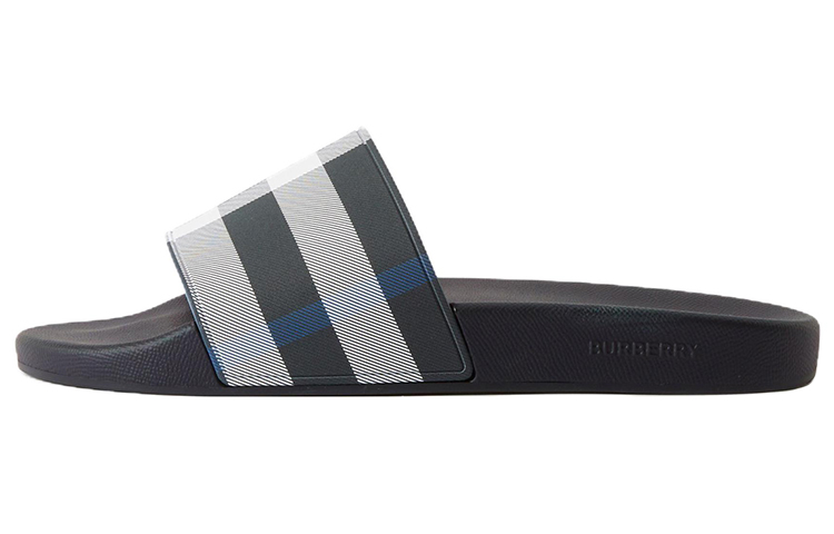 Burberry PU 'Check Print Fashion Slide - Deep Blue'