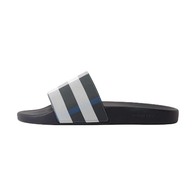 Burberry PU 'Check Print Fashion Slide - Deep Blue'