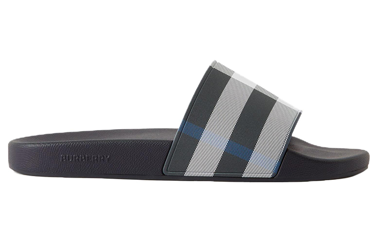 Burberry PU 'Check Print Fashion Slide - Deep Blue' 圖 2