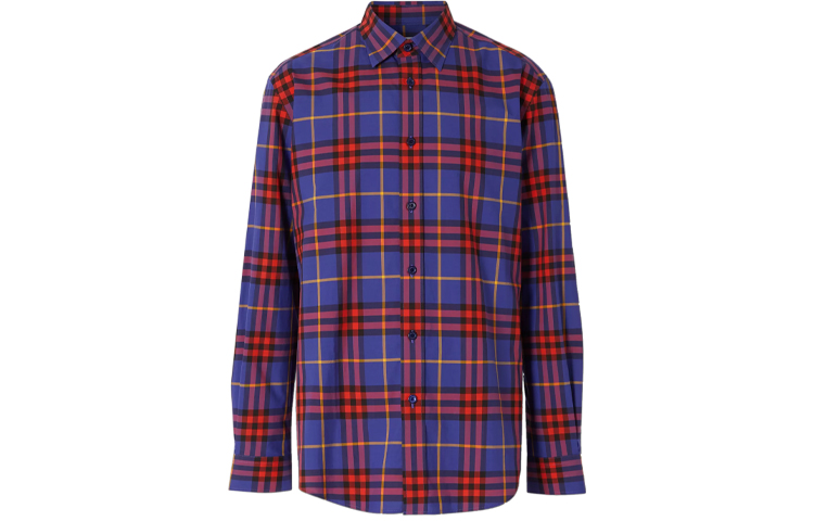 Burberry Purple Check Long Sleeve Shirt with Pearl Buttons 80237731