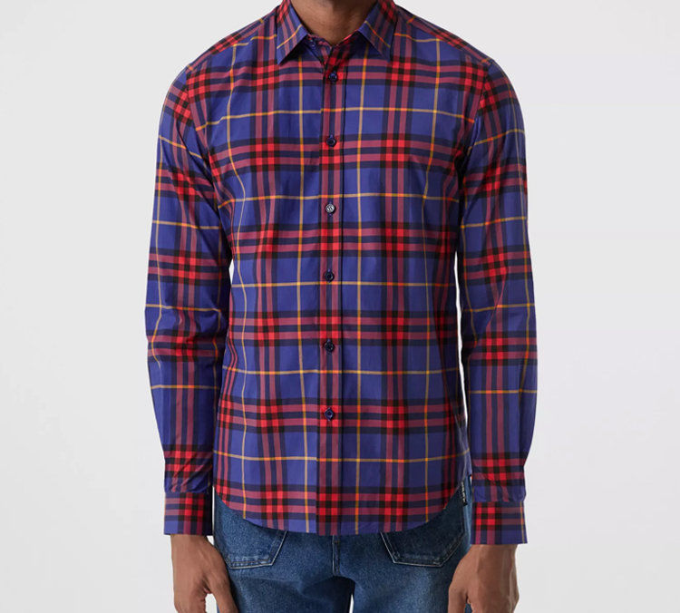 Burberry Purple Check Long Sleeve Shirt with Pearl Buttons 80237731 圖 4