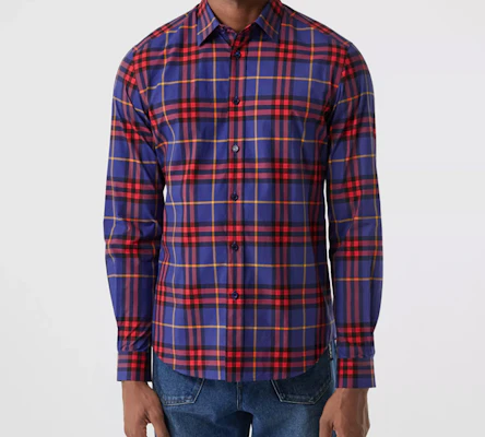 Burberry Purple Check Long Sleeve Shirt with Pearl Buttons 80237731 Shop Burberry Purple Check Long Sleeve Shirt with Pearl Buttons 80237731