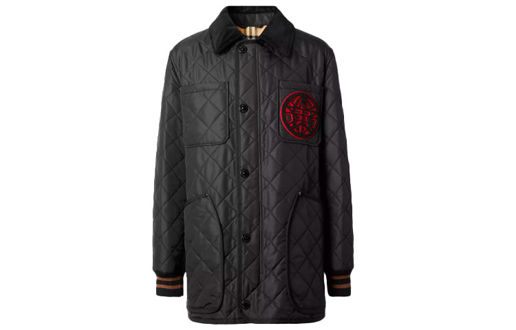 Burberry Quilted Barn Jacket Black with Academy Style Pattern 80367651