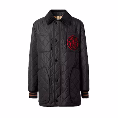 Burberry Quilted Barn Jacket Black with Academy Style Pattern 80367651