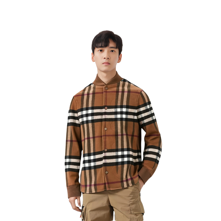 Burberry Quilted Check Wool-Blend Flight Jacket SS23  Classic Beige 80713781 圖 4
