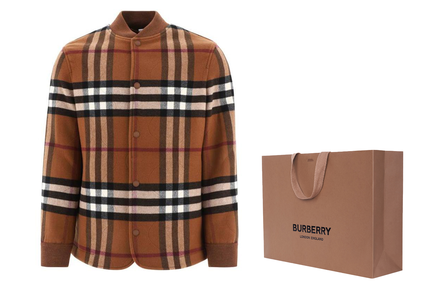 Burberry Quilted Check Wool-Blend Flight Jacket SS23  Classic Beige 80713781 圖 6
