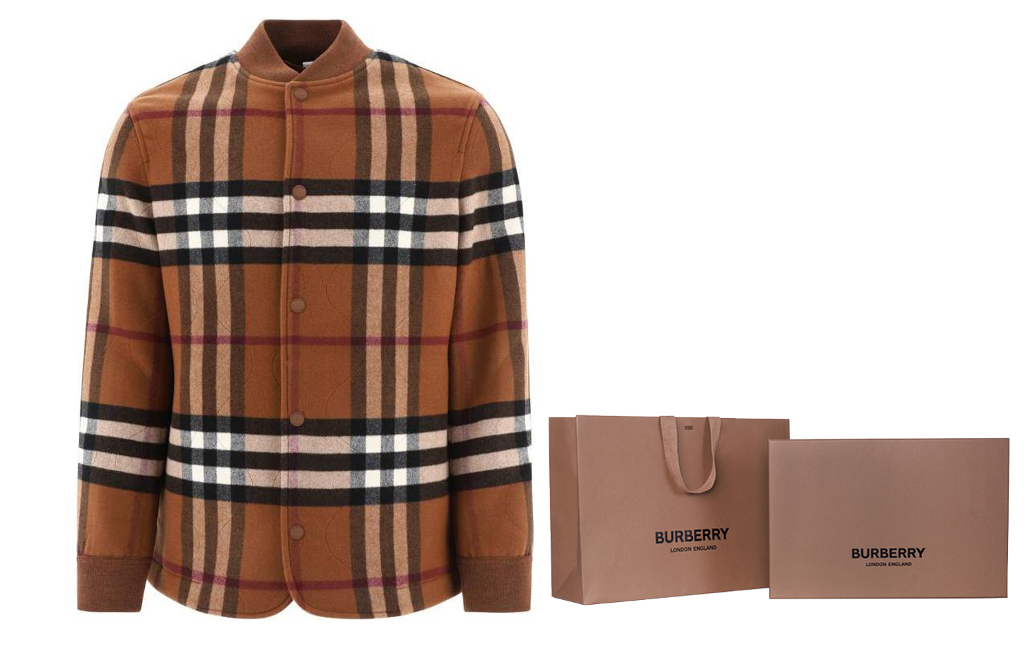 Burberry Quilted Check Wool-Blend Flight Jacket SS23  Classic Beige 80713781 圖 7