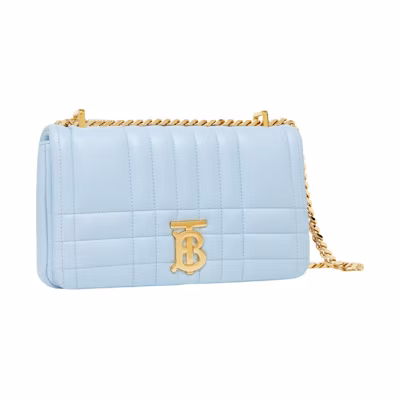 Burberry Quilted Leather Lola Bag Small Pale Blue