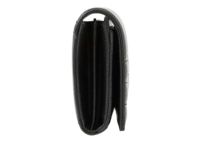 Lookbook 博柏利菱格紋皮革Lola大陸錢包 黑色/淺金