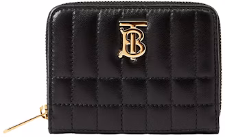 Burberry Quilted Leather Lola Zip Wallet Black /Light Gold Burberry Quilted Leather Lola Zip Wallet Black /Light Gold