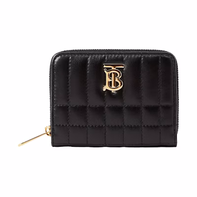 Burberry Quilted Leather Lola Zip Wallet Black /Light Gold