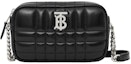 Buy バーバリー キルティングレザー ミニローラ カメラバッグ ブラック/シルバートーン