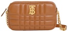 Buy バーバリーキルテッドレザー ミニローラ カメラバッグ メープルブラウン/ゴールドトーン