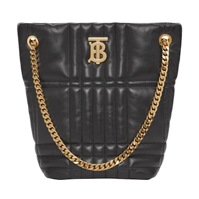 Burberry Quilted Leather Small Lola Bucket Bag Black/Gold-tone