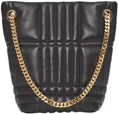 Beg Bucket Kecil Kulit Berjahit Burberry Lola Hitam/Warna Emas Order Beg Bucket Kecil Kulit Berjahit Burberry Lola Hitam/Warna Emas