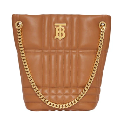 Burberry Quilted Leather Small Lola Bucket Bag Maple Brown/Gold-tone