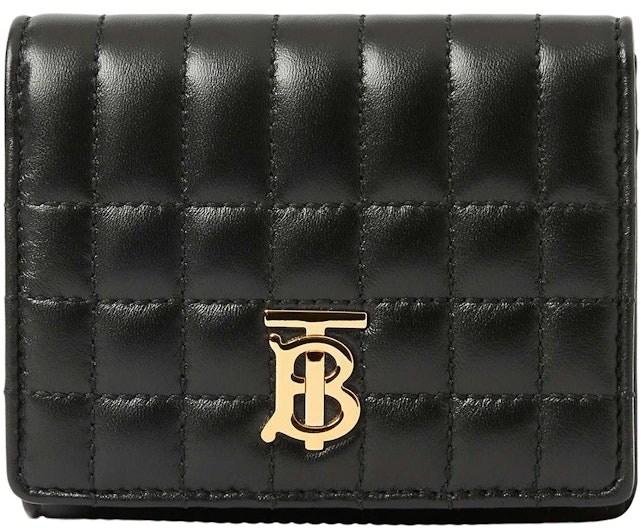 Burberry Quilted Leather Small Lola Folding Wallet Black /Light Gold