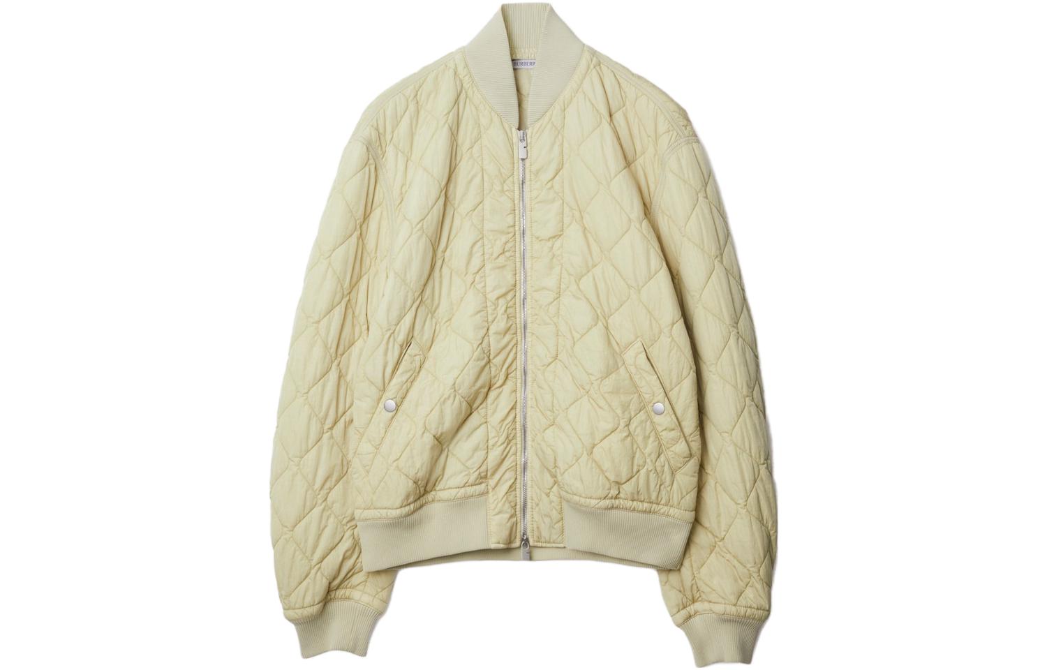 Burberry Quilted Long Sleeve Cotton Jacket  Solid Off-White. 80838131