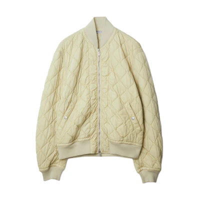 Burberry Quilted Long Sleeve Cotton Jacket Solid Off-White. 80838131
