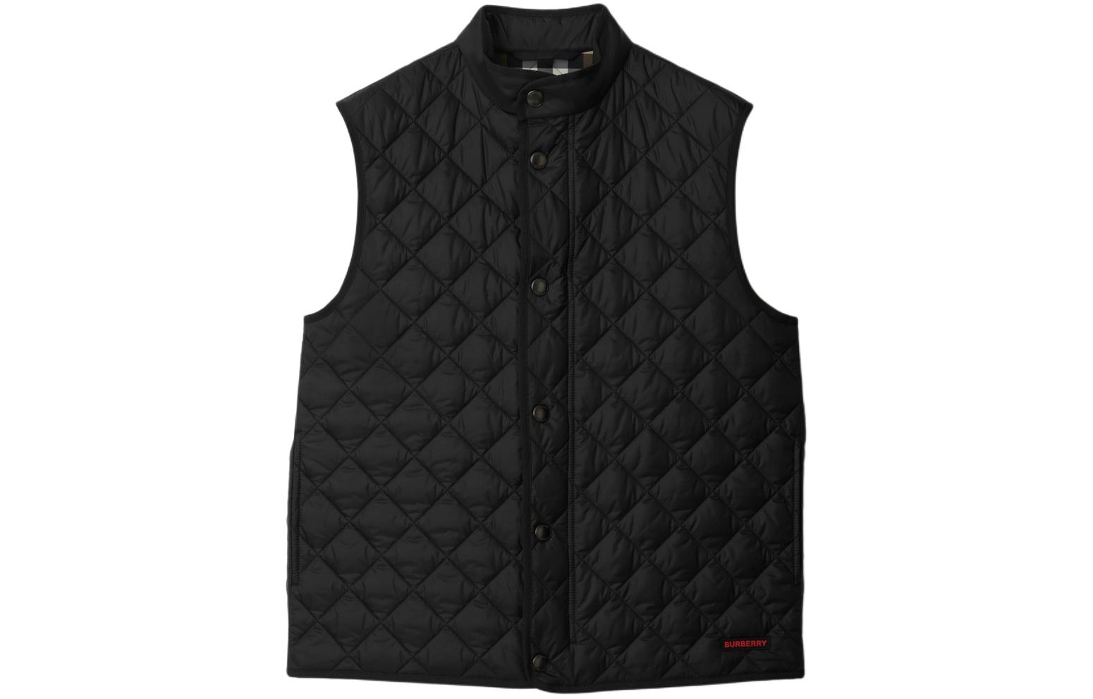 Order Burberry Quilted Stand Collar Vest  Black Single-Breasted Design. 80841911