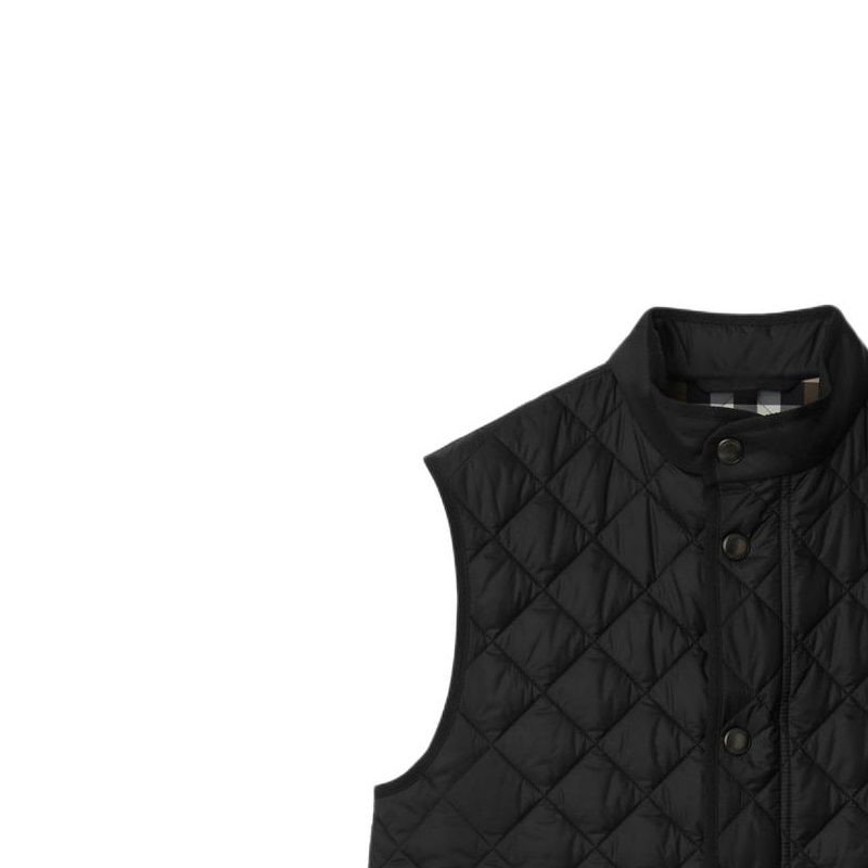 Details for Burberry Quilted Stand Collar Vest  Black Single-Breasted Design. 80841911