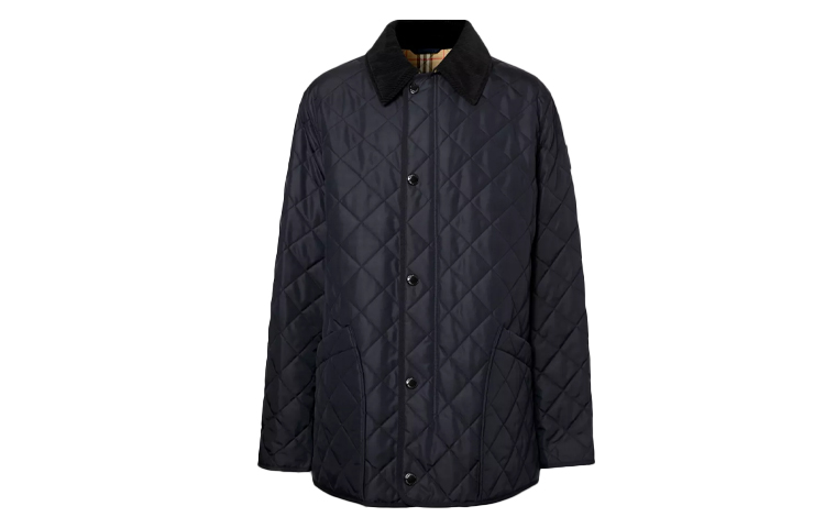 Burberry Quilted Temperature-Control Barn Jacket Navy Blue 80143221