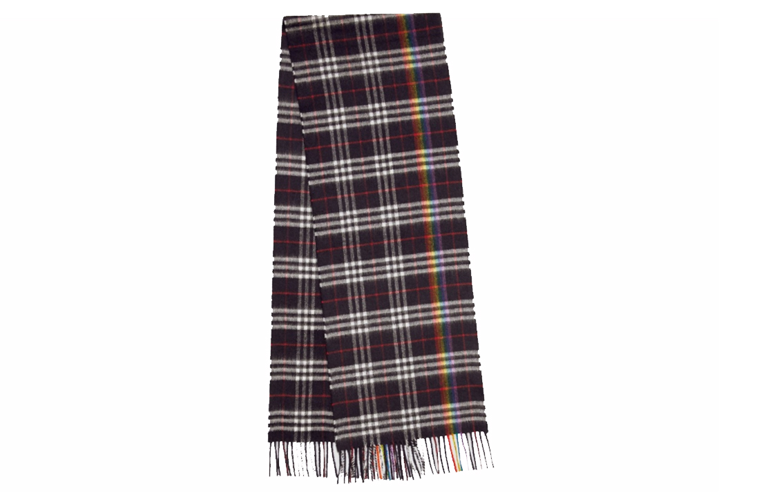 Burberry Rainbow Check Scarf Navy Blue Unisex. 40794441