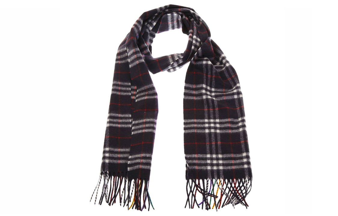 Burberry Rainbow Check Scarf Navy Blue Unisex. 40794441 圖 4