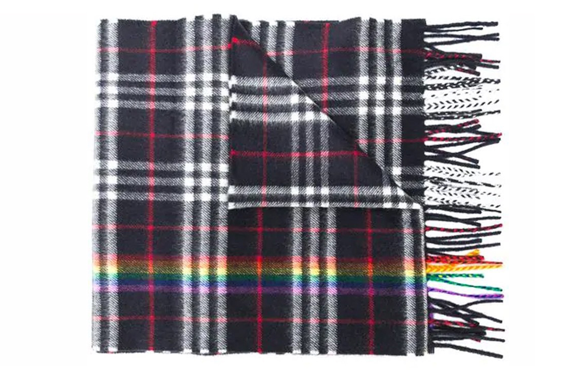 Burberry Rainbow Check Scarf Navy Blue Unisex. 40794441 圖 5