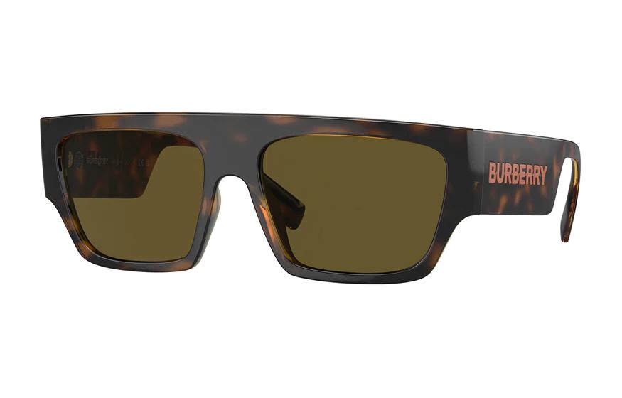 Burberry Rectangular Bio-Acetate Sunglasses for Men in Tortoiseshell with Logo. BE4397U300273