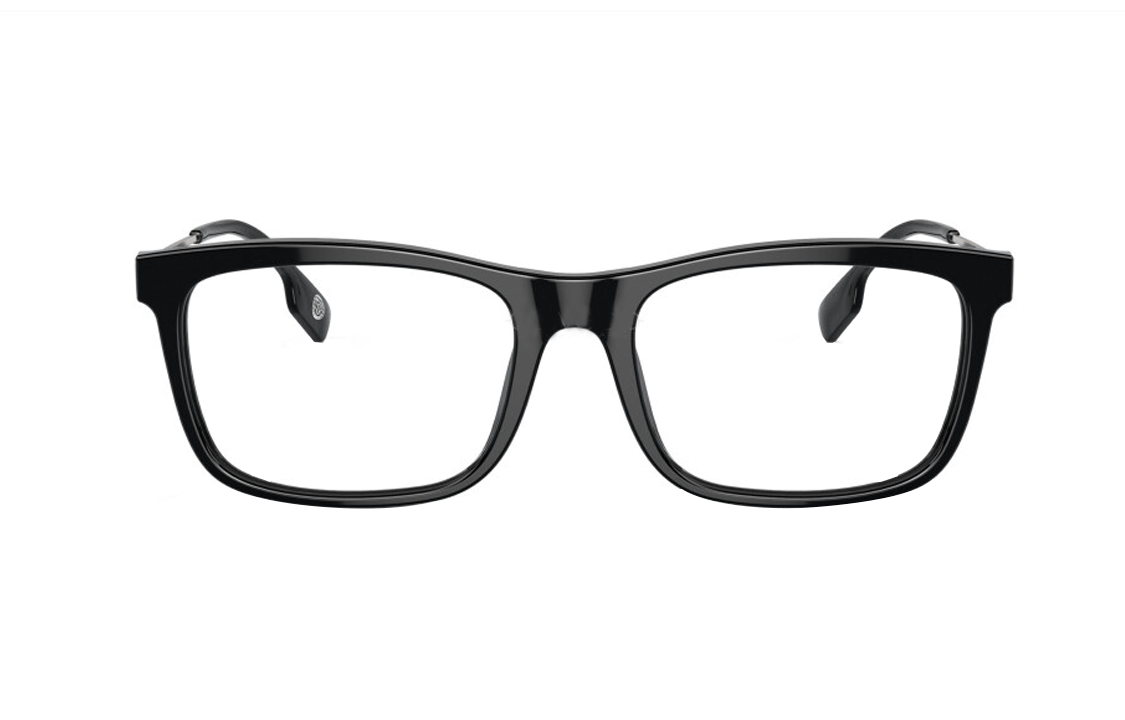 Lookbook Burberry 長方形黑色金屬Logo鏡腳光學眼鏡 男女適用。 BE23843001