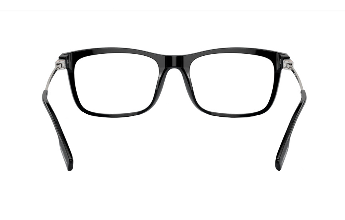 Shop Burberry 長方形黑色金屬Logo鏡腳光學眼鏡 男女適用。 BE23843001