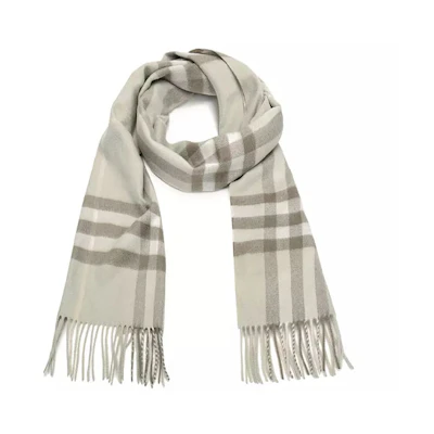 Burberry Rectangular Cashmere Scarf Light Khaki Check Pattern 8016123