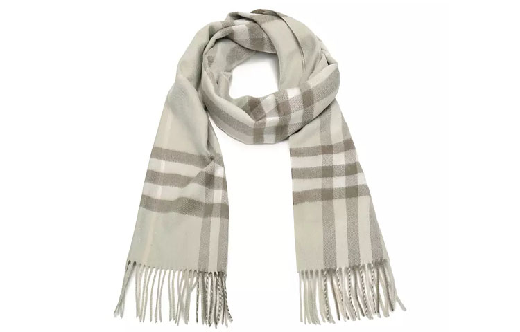 Burberry Rectangular Cashmere Scarf Light Khaki Check Pattern 8016123 圖 2