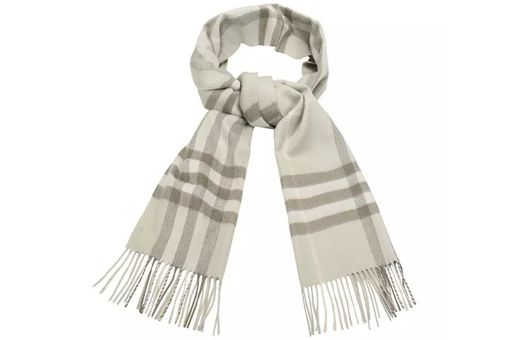 Burberry Rectangular Cashmere Scarf Light Khaki Check Pattern 8016123 圖 3