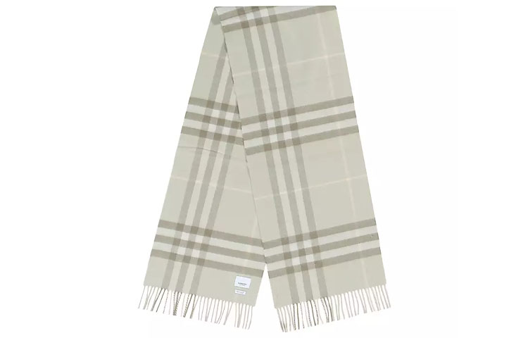 Burberry Rectangular Cashmere Scarf Light Khaki Check Pattern 8016123 圖 4