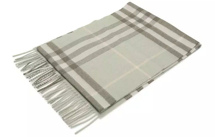 Burberry Rectangular Cashmere Scarf Light Khaki Check Pattern 8016123 圖 6