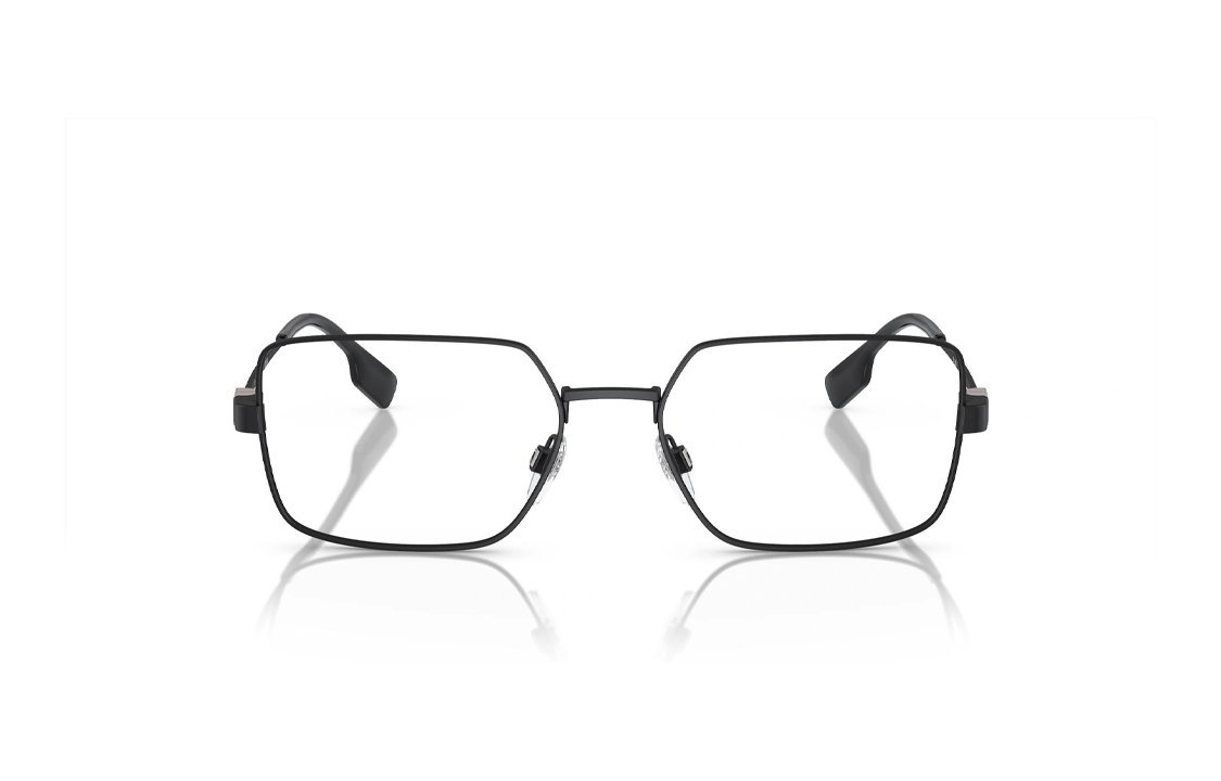 Burberry Rectangular Optical Glasses Black Steel Frame with Patterned Temples. BE13801007 圖 3