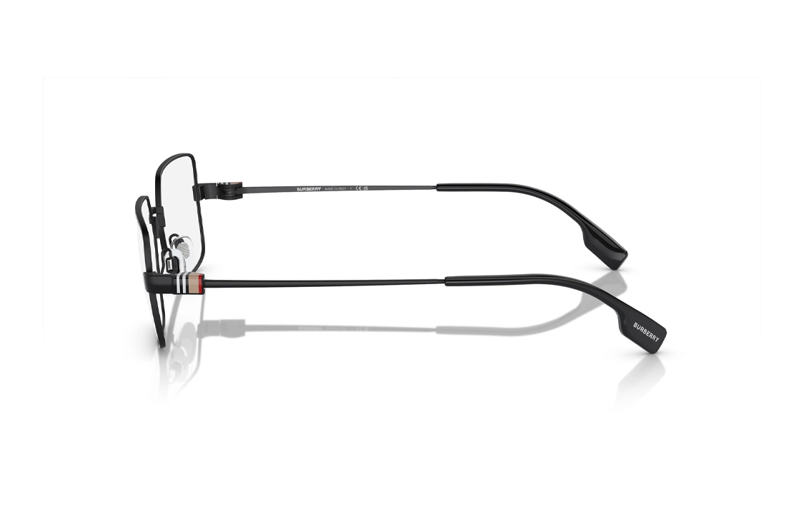 Burberry Rectangular Optical Glasses Black Steel Frame with Patterned Temples. BE13801007 圖 4