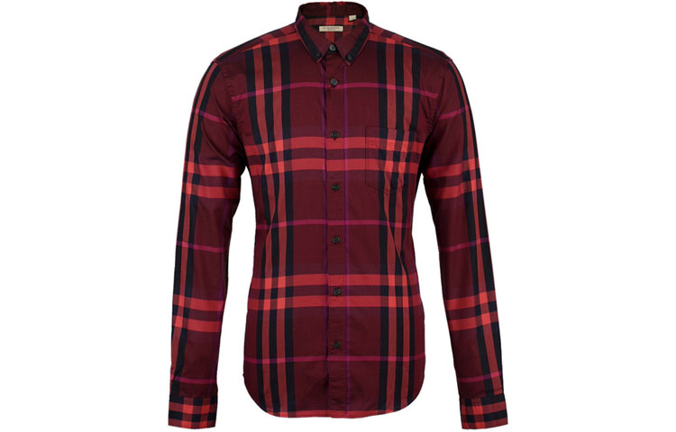 Burberry Red Check Pattern Long Sleeve Button-Down Shirt 39297431