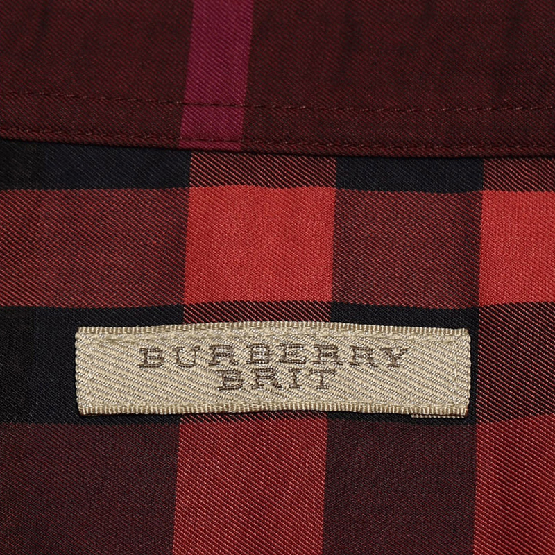 Burberry Red Check Pattern Long Sleeve Button-Down Shirt 39297431 圖 4