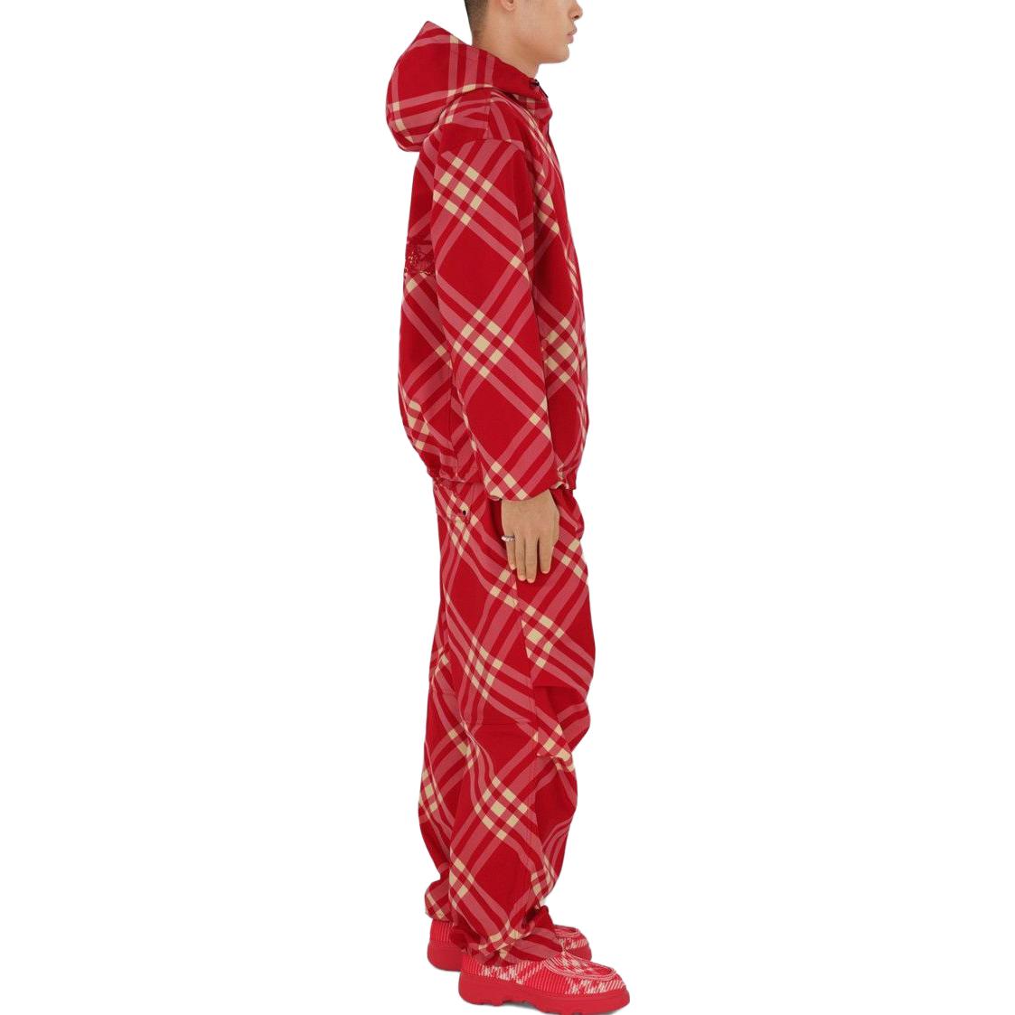 Details for 버버리 레드 체크무늬 후드 집업 캐주얼 재킷 80828021