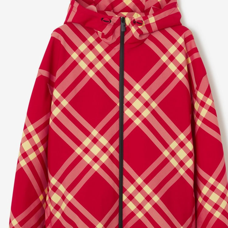 Sizing 버버리 레드 체크무늬 후드 집업 캐주얼 재킷 80828021