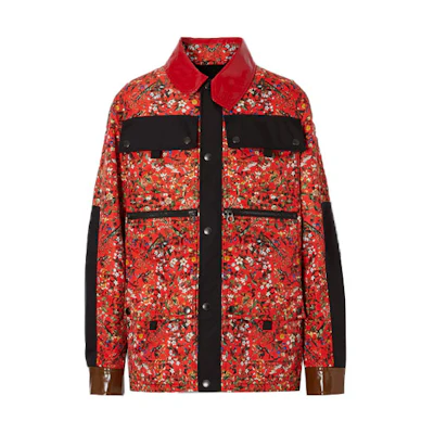 Burberry Red Floral Print Single-Breasted Casual Jacket. 80423741