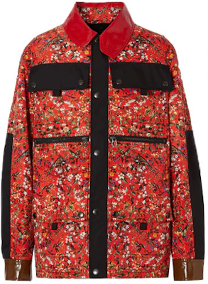 博柏利红色花卉印花单排扣休闲夹克. 80423741 Order 博柏利红色花卉印花单排扣休闲夹克. 80423741