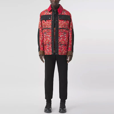 博柏利红色花卉印花单排扣休闲夹克. 80423741 Lookbook 博柏利红色花卉印花单排扣休闲夹克. 80423741