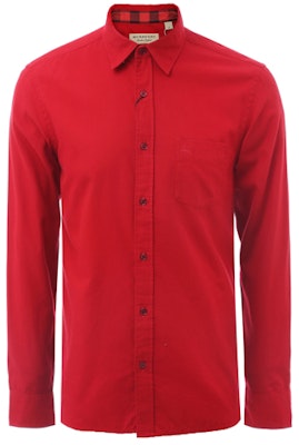 博柏利红色长袖衬衫,棉质衣领和袖口 80195781 Order 博柏利红色长袖衬衫,棉质衣领和袖口 80195781